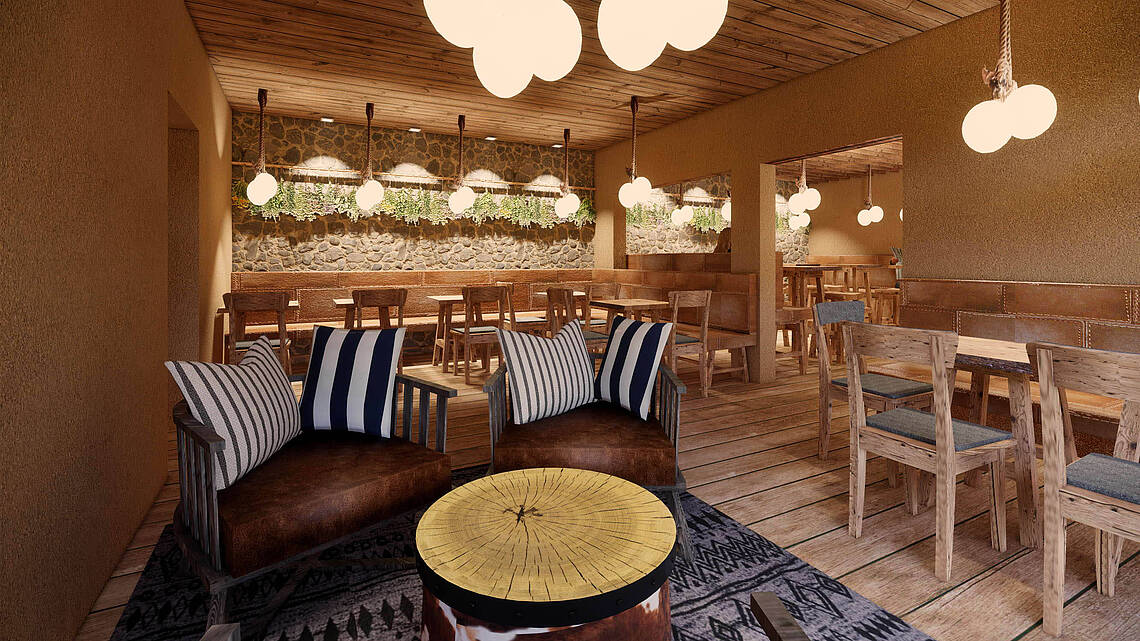 Wikinger Lounge mit Sitzgelegenheiten