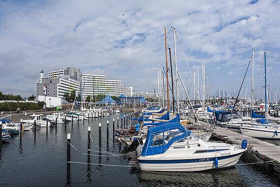 viele Boote im Yachthafen von Damp