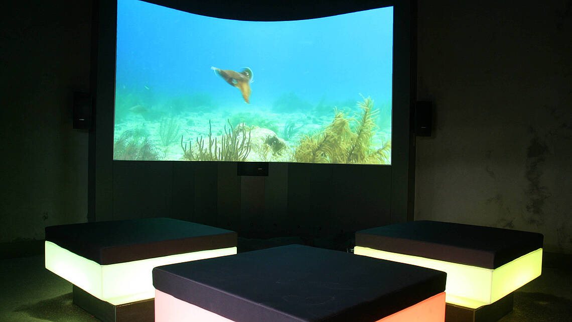 Blick auf den Kino Cube im Entdeckerbad
