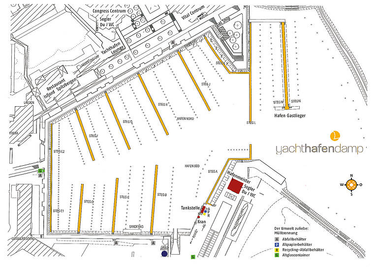 Plan des Yachthafens Lageplan des Yachthafens