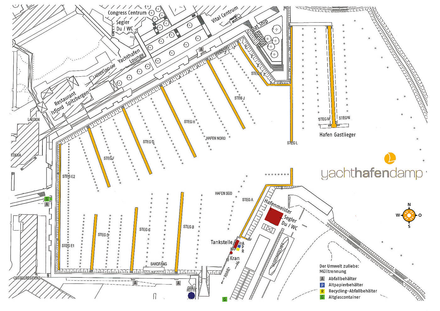 Plan des Yachthafens Lageplan des Yachthafens