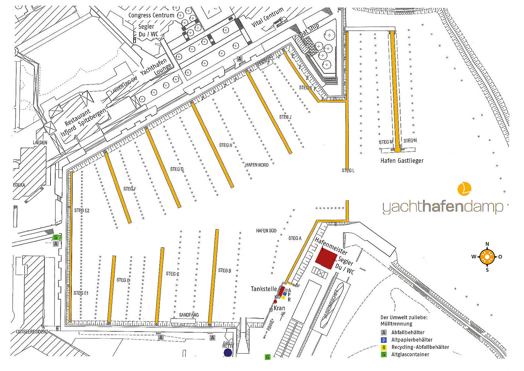 Plan des Yachthafens Lageplan des Yachthafens