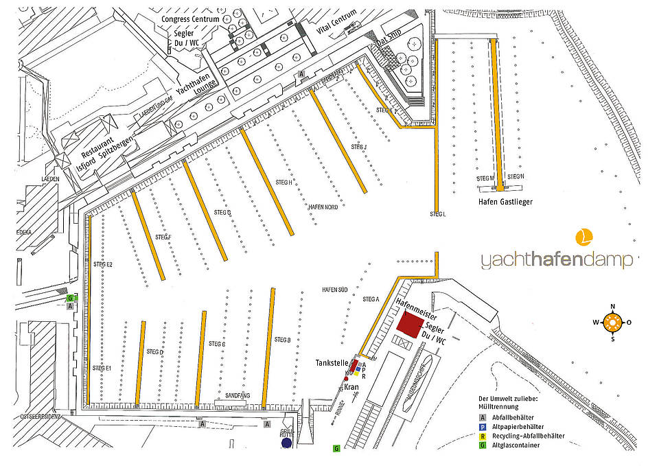 Plan des Yachthafens Lageplan des Yachthafens
