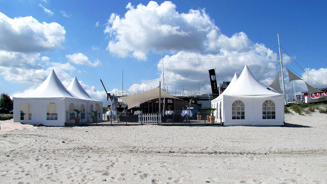 Blick auf die Strandterrasse